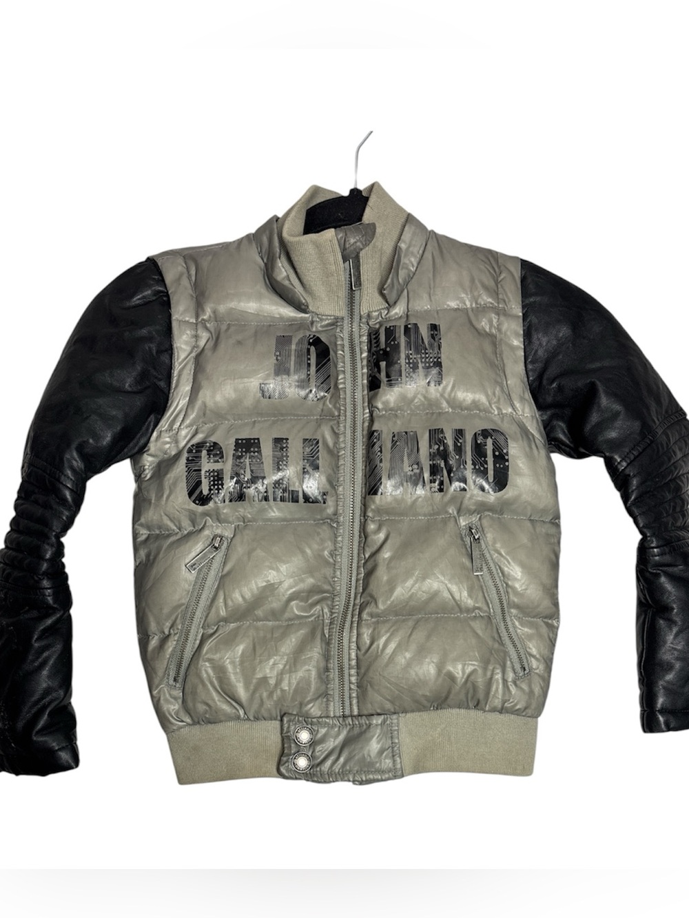 John Galliano Boys Down Filled Puffer Moto Bomber Jacket, size 6